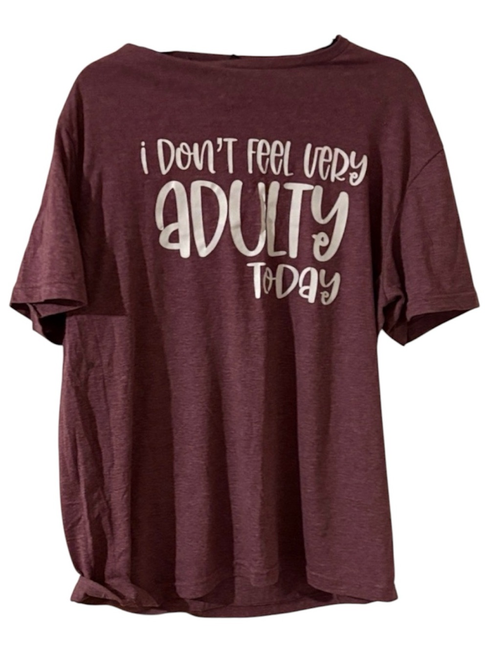 Gildan purple and white “Idon’t feel very adulty today” tee. Size Large NWOT.